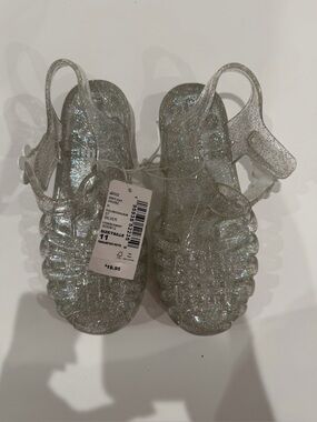 Place Silver Glitter Jelly Sandals (Kids)